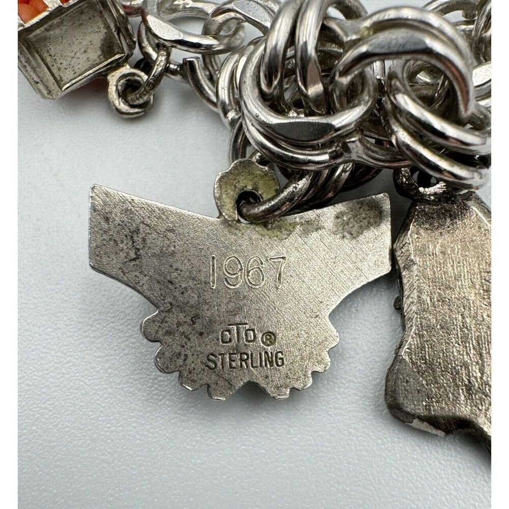 Vintage Sterling Silver Charm Bracelet States Operator Service Award Estate Find - Picture 12 of 16